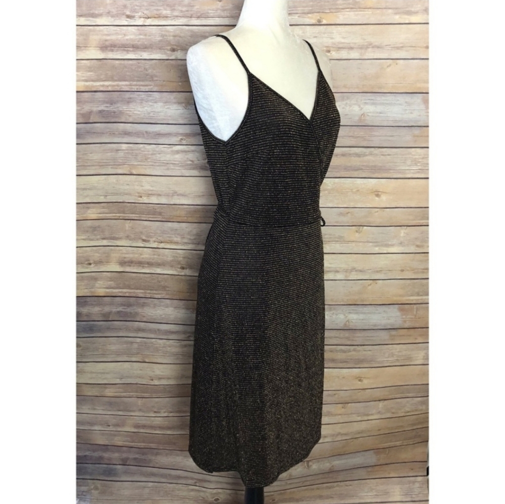 Ten Sixty Sherman Gold and Black Wrap Dress Size Large - Picture 4 of 5